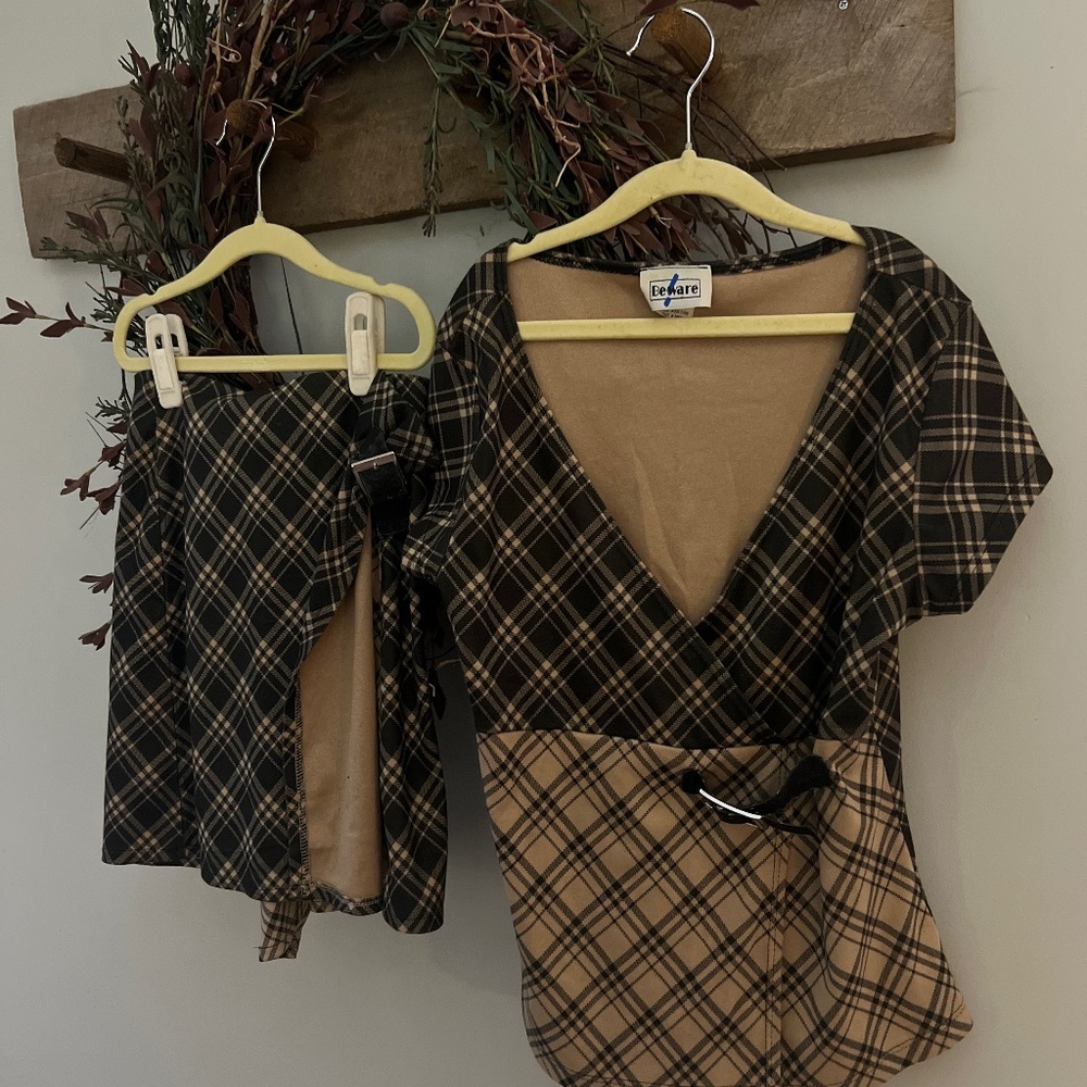 Vintage plaid skirt set